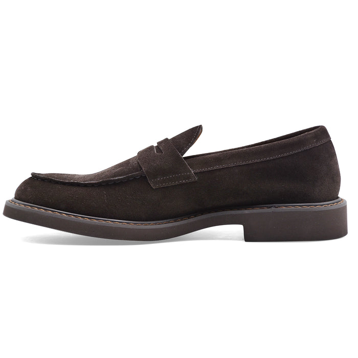 Doucal's Men's Penny Loafers Suede Dark Brown Sole