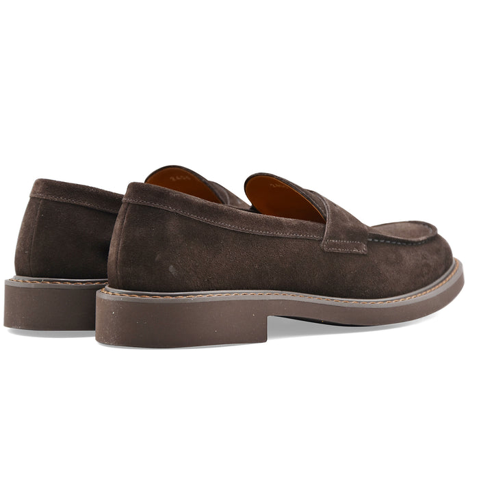 Doucal's Men's Penny Loafers Suede Dark Brown Sole