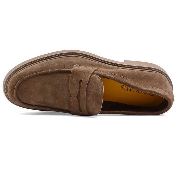 Mocassini Doucal's Uomo Pelle Scamosciata Beige Made In italy