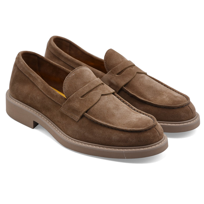 Mocassini Doucal's Uomo Pelle Scamosciata Beige Made In italy