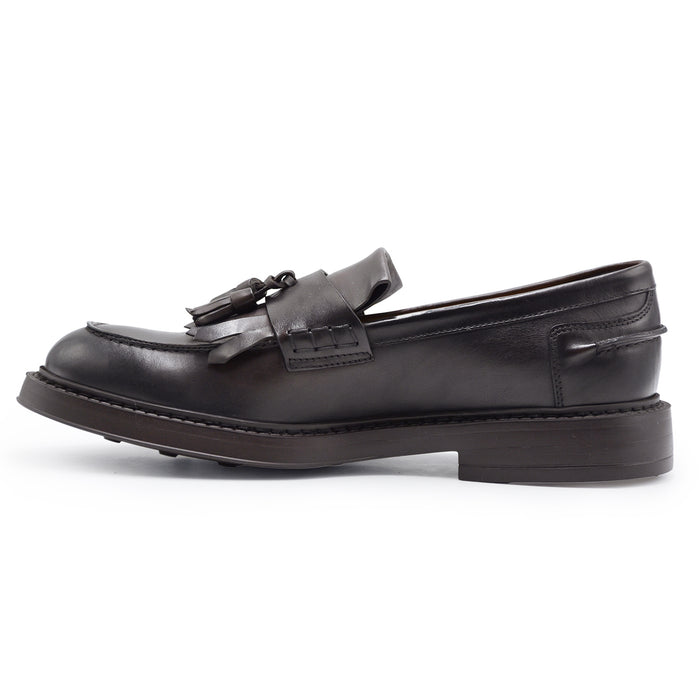 Mocassini Doucal's Uomo Con Frangia E Nappine Pelle Testa Moro