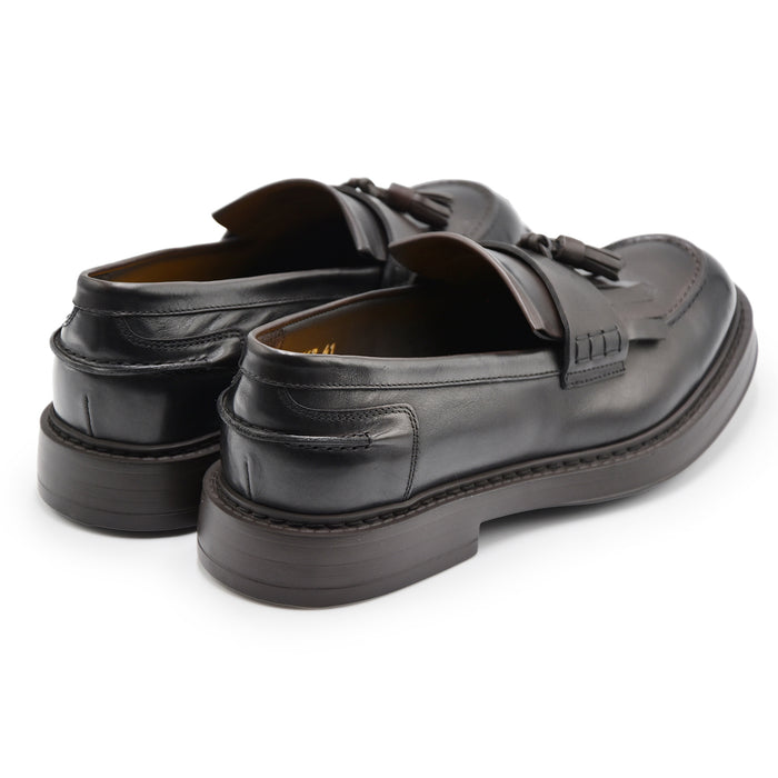 Mocassini Doucal's Uomo Con Frangia E Nappine Pelle Testa Moro