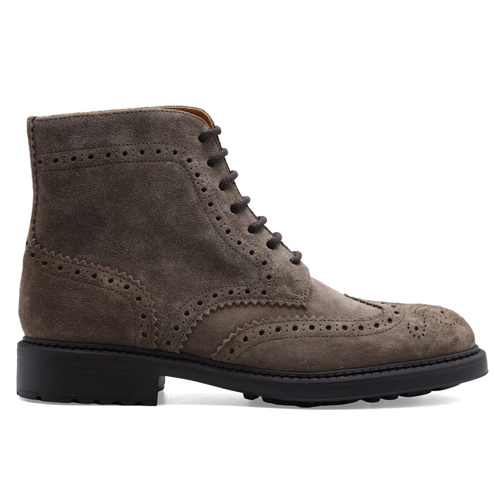 Anfibio Doucal's Uomo In Pelle Scamosciata Beige Motivo Brogue