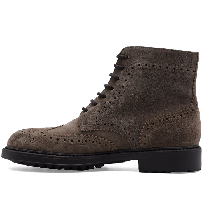 Anfibio Doucal's Uomo In Pelle Scamosciata Beige Motivo Brogue