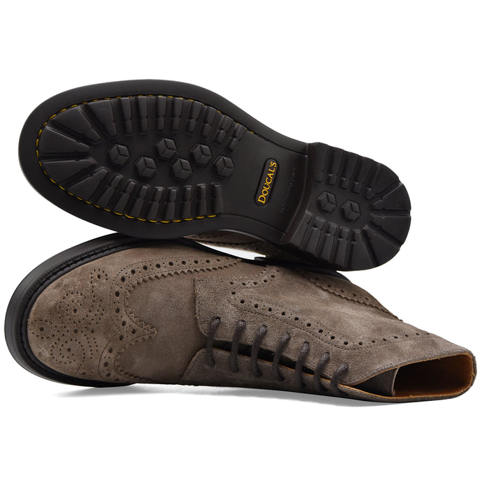 Anfibio Doucal's Uomo In Pelle Scamosciata Beige Motivo Brogue