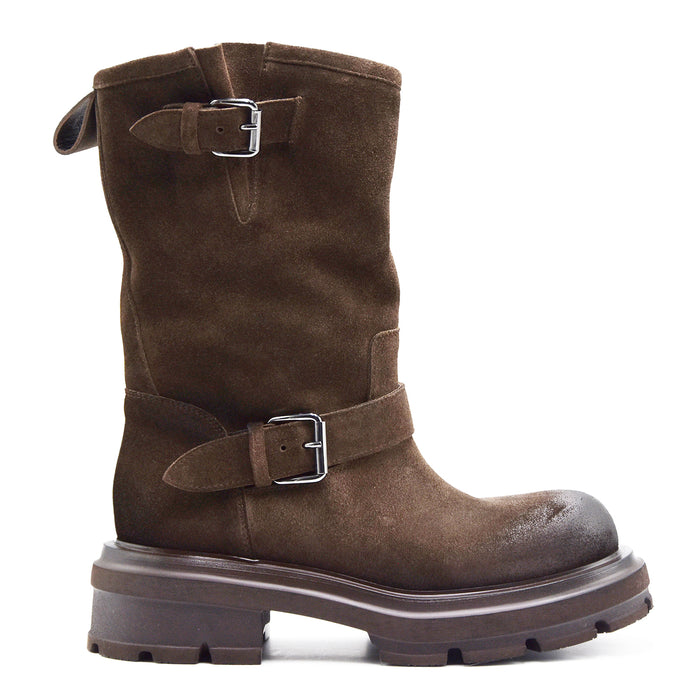 Stivaletti Biker Elena Iachi Donna Pelle Scamosciata Marrone