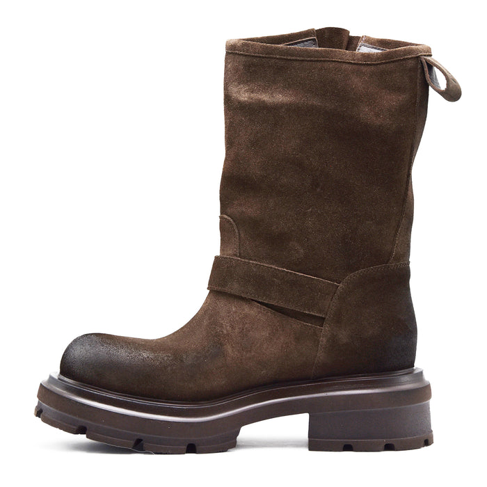 Stivaletti Biker Elena Iachi Donna Pelle Scamosciata Marrone