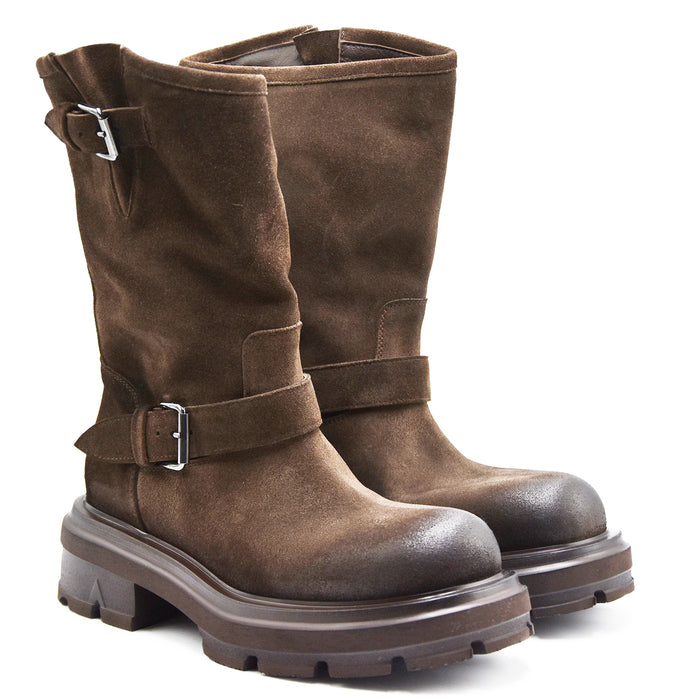 Stivaletti Biker Elena Iachi Donna Pelle Scamosciata Marrone