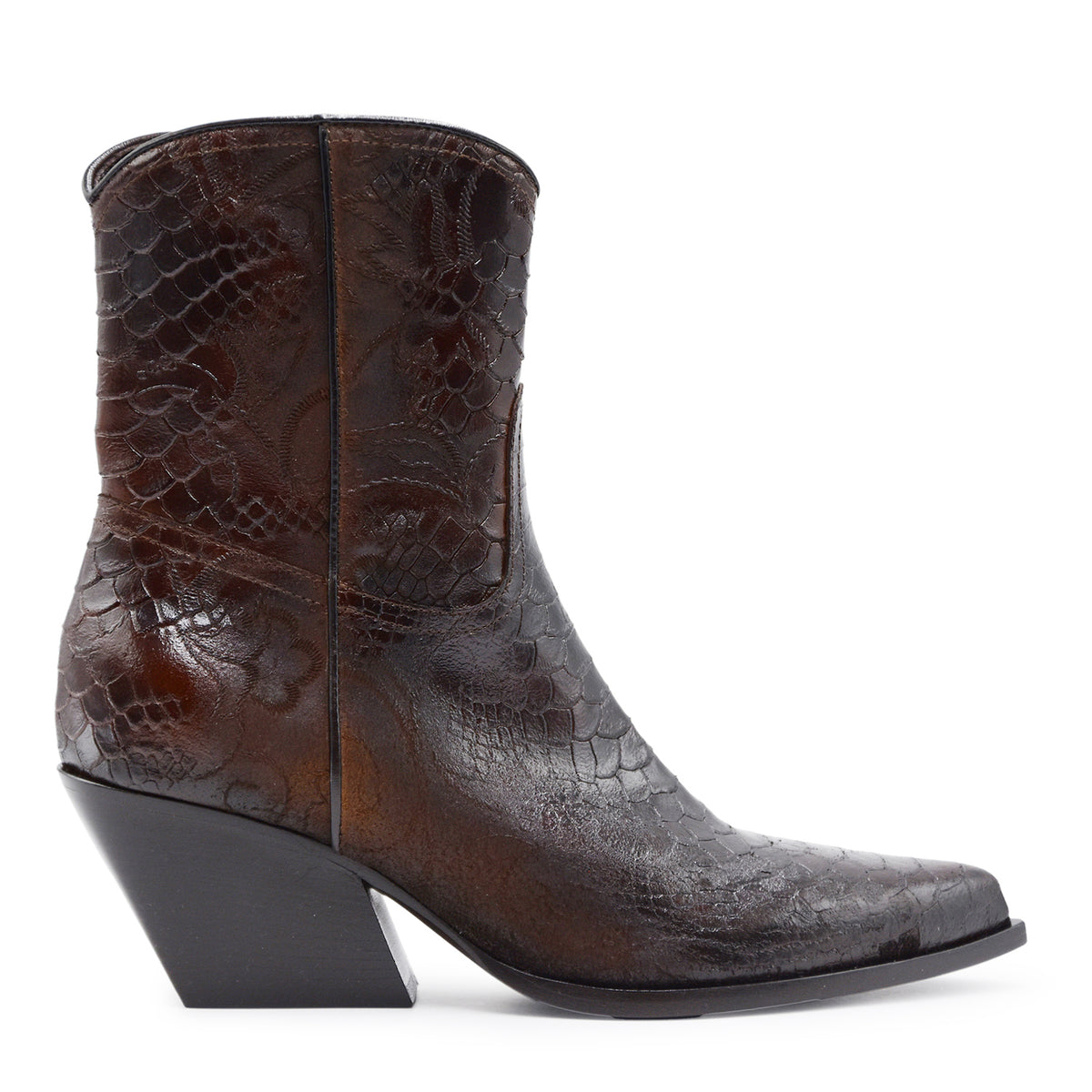 Bottes Femme Paul & Betty - Cuir Véritable Python Et Daim - Fabriqué En Italie - État Quasi Neuf