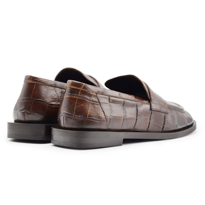 Mocassini Elena Iachi Donna Pelle Stampa Effetto Pitone Marrone