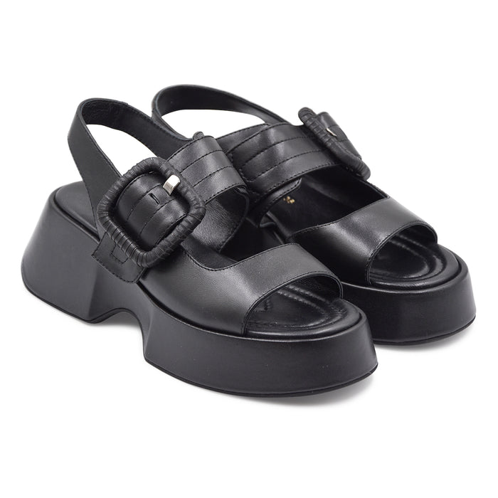 Elvio Zanon Women's Sandals EB1206X Black Memory Foam Insole