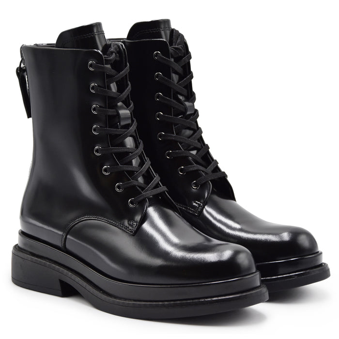 Anfibi Elvio Zanon Donna Nero In Pelle Lucida Con Doppia Zip