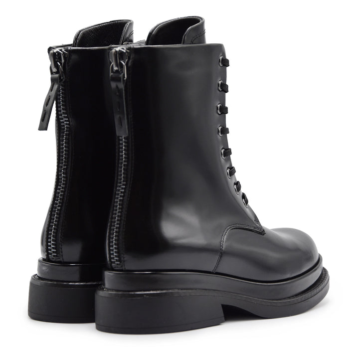 Anfibi Elvio Zanon Donna Nero In Pelle Lucida Con Doppia Zip