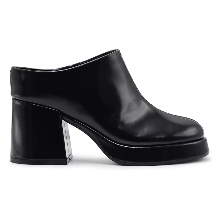 Sabot Donna Elvio Zanon Nero In Pelle Con Plateau E Tacco Largo