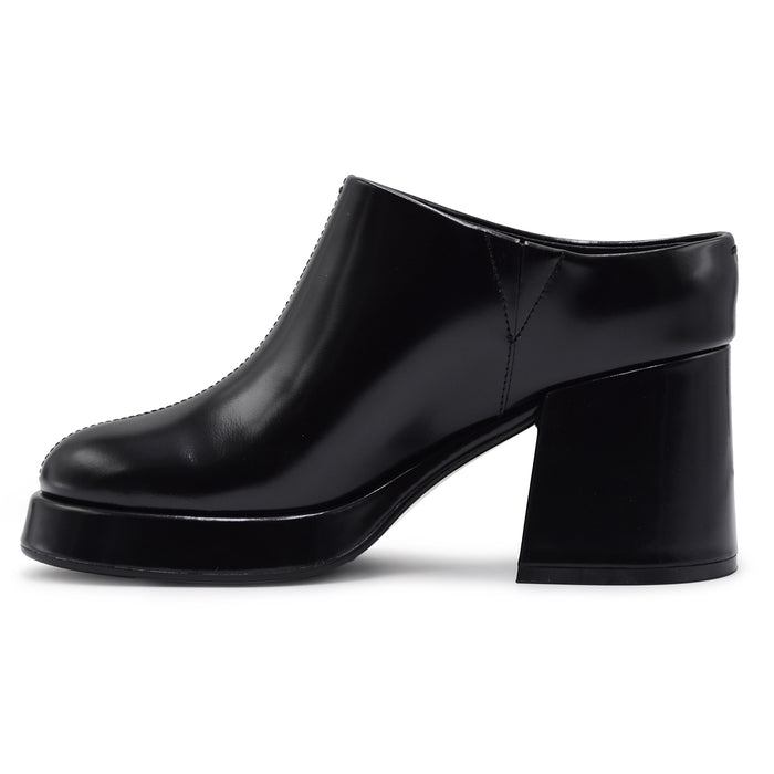 Sabot Donna Elvio Zanon Nero In Pelle Con Plateau E Tacco Largo