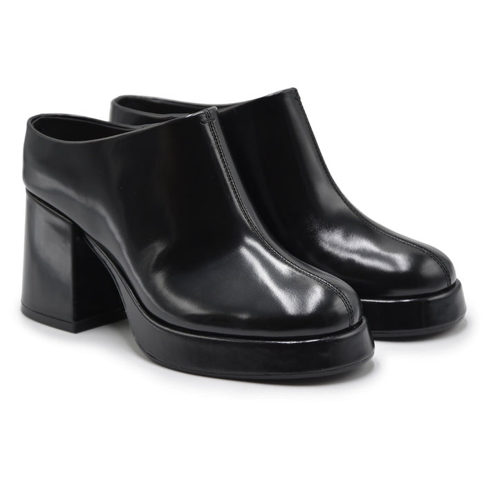 Sabot Donna Elvio Zanon Nero In Pelle Con Plateau E Tacco Largo