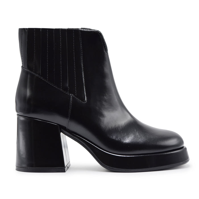 Stivaletti Donna Elvio Zanon Nero Cuciture A Vista E Plateau