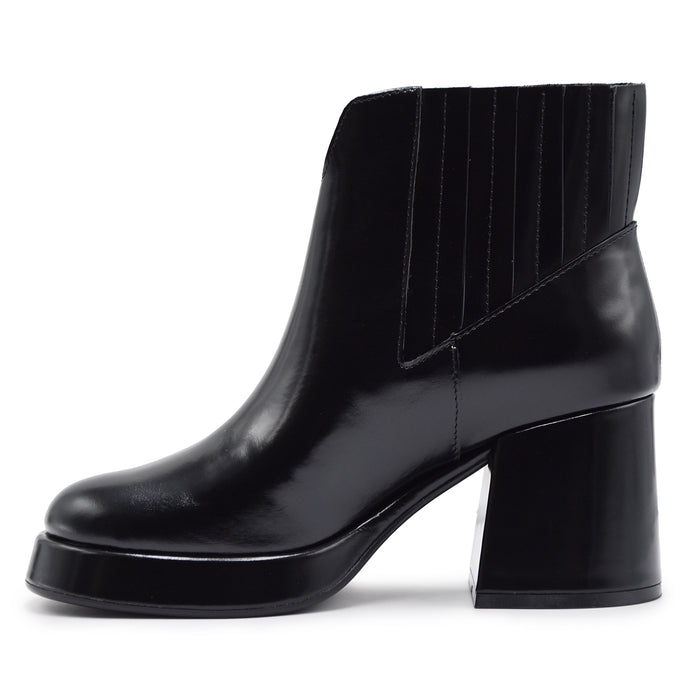 Stivaletti Donna Elvio Zanon Nero Cuciture A Vista E Plateau