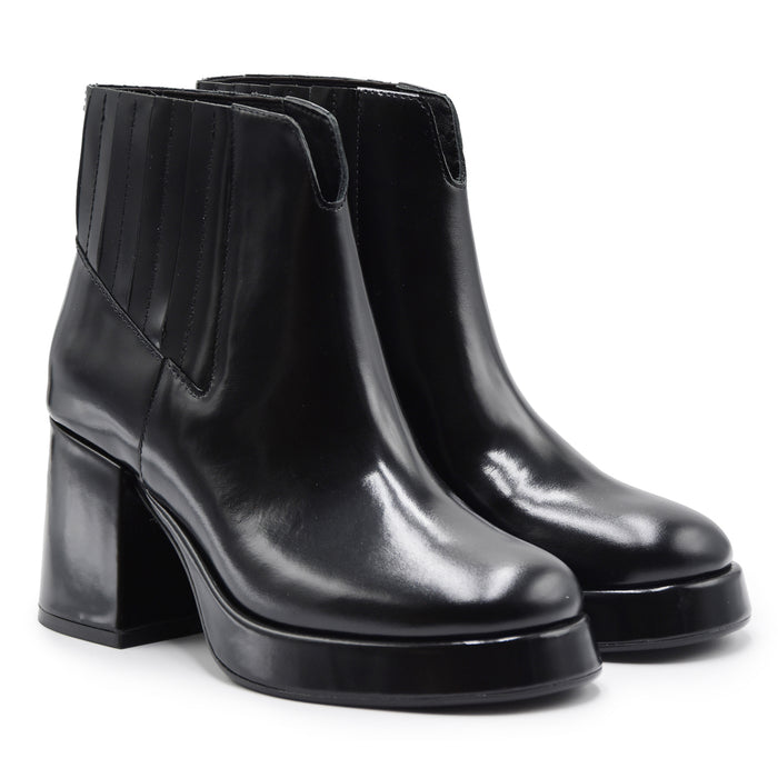 Stivaletti Donna Elvio Zanon Nero Cuciture A Vista E Plateau