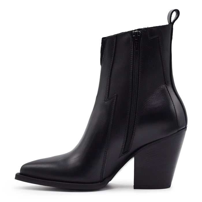 Texani Elvio Zanon Zip Laterale Nero In Pelle Con Tacco Comodo