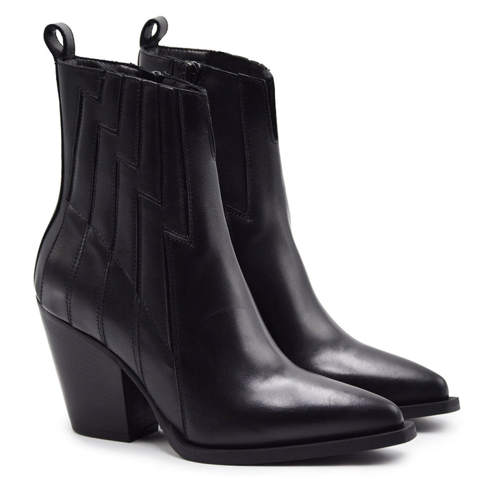 Texani Elvio Zanon Zip Laterale Nero In Pelle Con Tacco Comodo