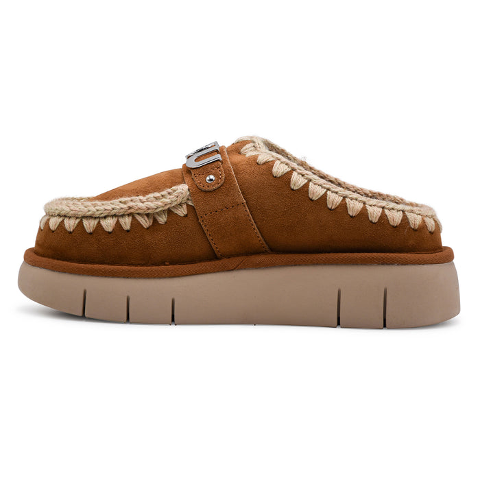 Sabot Mou Donna Bounce Clog Metal Logo Camoscio Cognac Con Logo