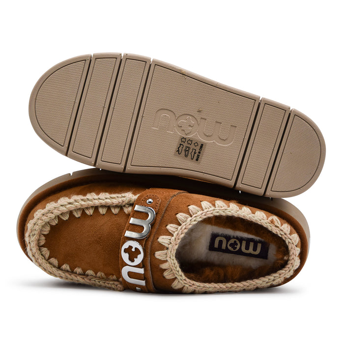 Sabot Mou Donna Bounce Clog Metal Logo Camoscio Cognac Con Logo