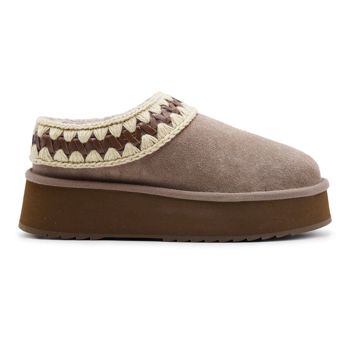 Sabot Mou Donna Pelle Scamosciata Morbida Grigio Platform Clog