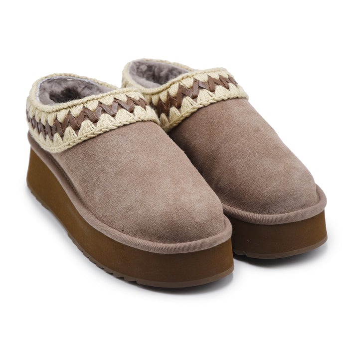 Sabot Mou Donna Pelle Scamosciata Morbida Grigio Platform Clog