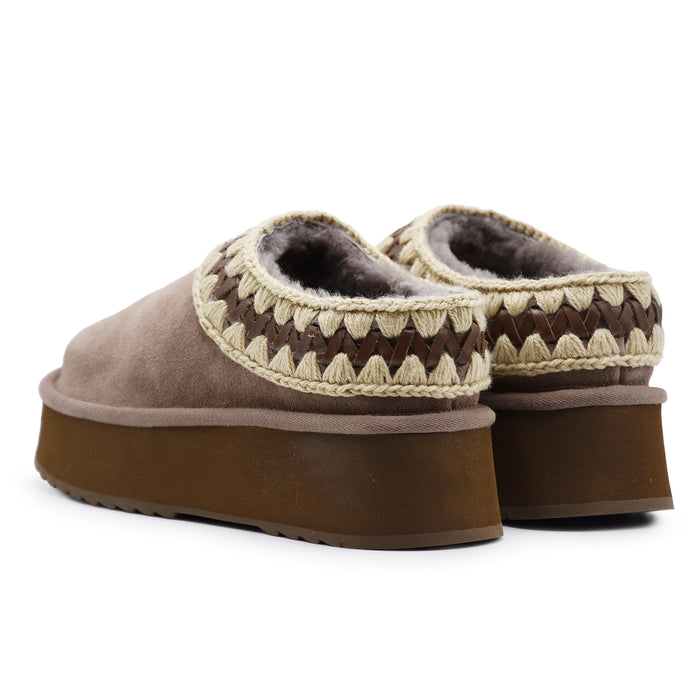 Sabot Mou Donna Pelle Scamosciata Morbida Grigio Platform Clog