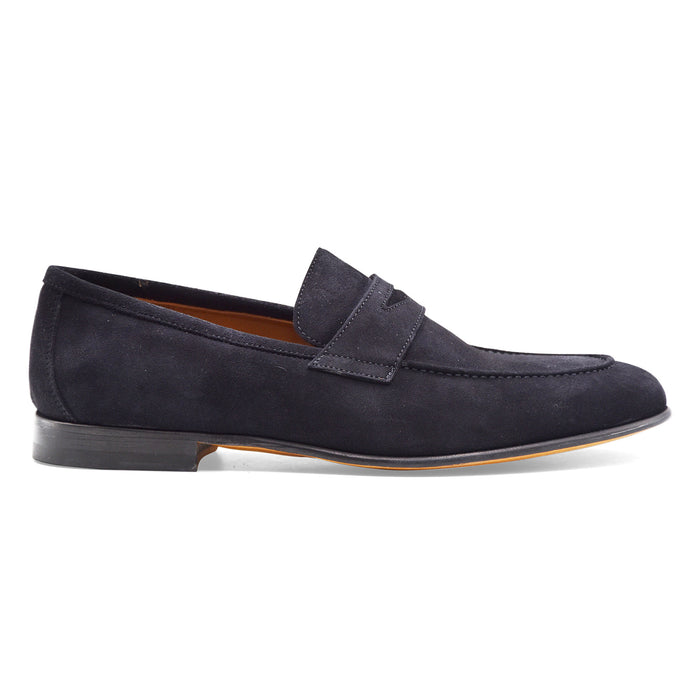 Mocassini Uomo Cerbero GH 1 Pelle Scamosciata Blu Made In Italy