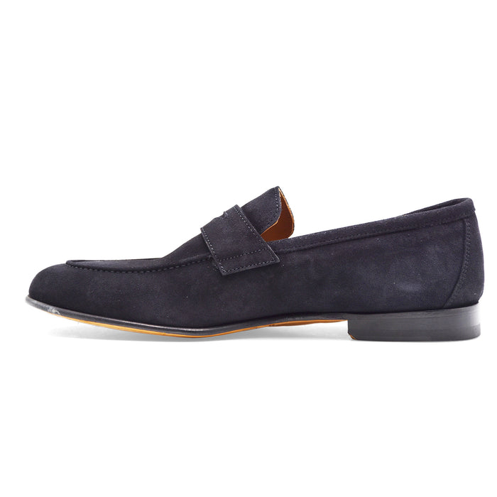 Mocassini Uomo Cerbero GH 1 Pelle Scamosciata Blu Made In Italy