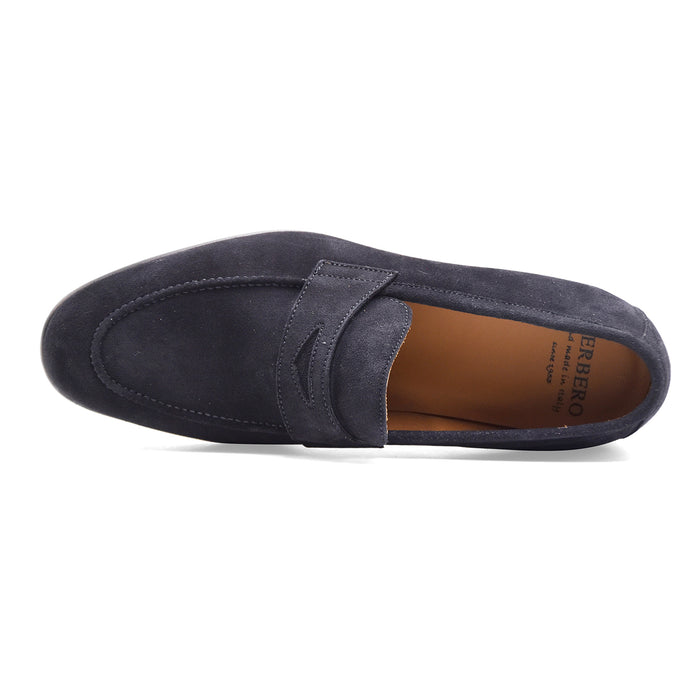 Mocassini Uomo Cerbero GH 1 Pelle Scamosciata Blu Made In Italy