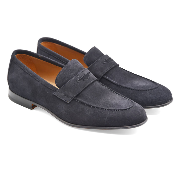 Mocassini Uomo Cerbero GH 1 Pelle Scamosciata Blu Made In Italy