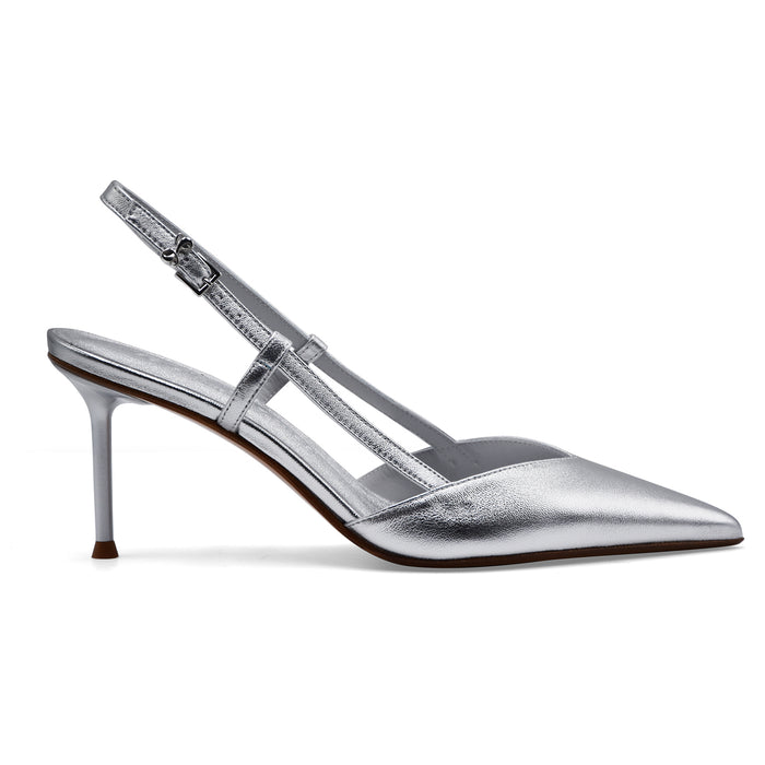Slingback Sergio Levantesi Donna Giulia 6 Pelle Minerva Argento