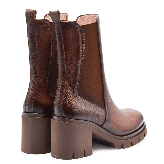 Stivaletti Hispanitas Donna Pelle Marrone Con Suola Resistente