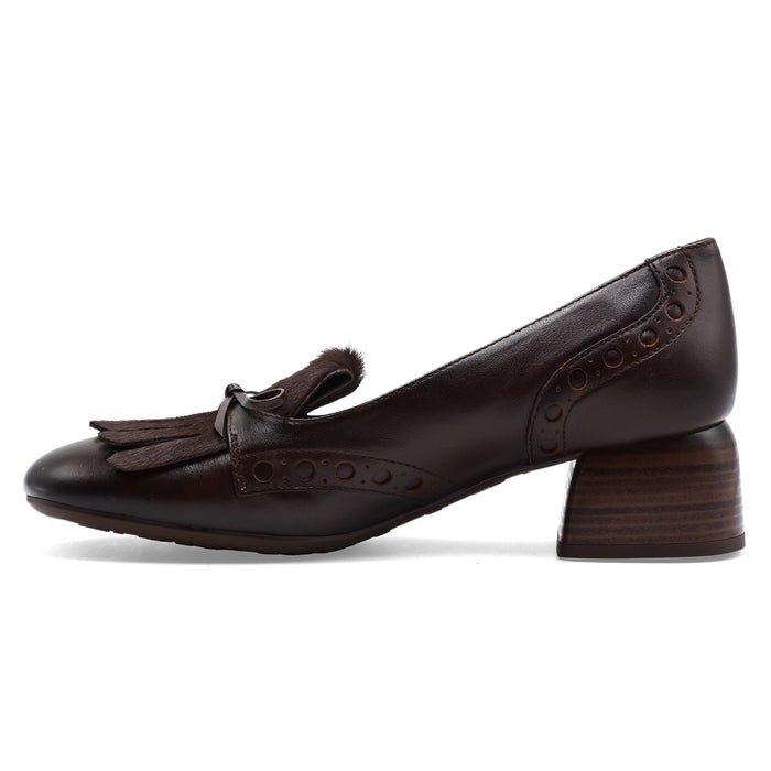 Mocassini Hispanitas Espresso Donna Frangia Decorativa Frontale