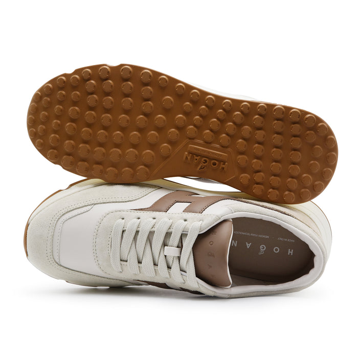 Sneakers Hogan Hyperlight Uomo Avorio Marrone Con Suola Light