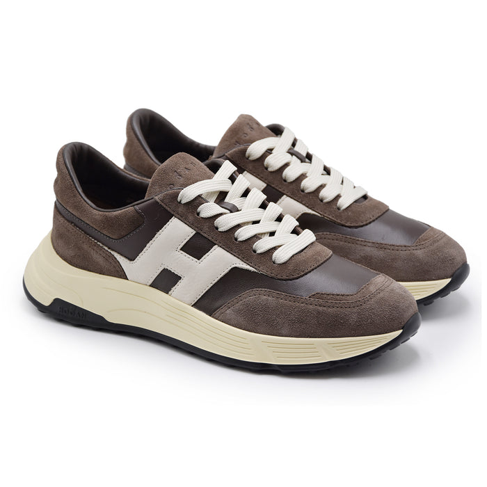 Sneakers Hogan Hyperlight Uomo Marrone Scuro Avorio Dinamicità