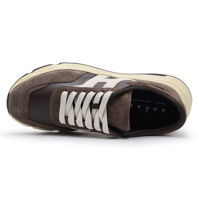 Sneakers Hogan Hyperlight Uomo Marrone Scuro Avorio Dinamicità