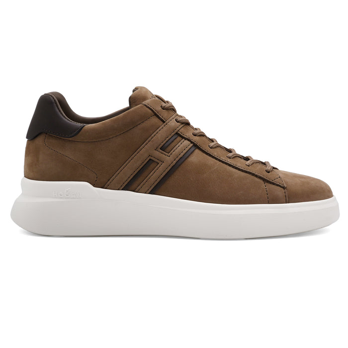 Sneakers Hogan H580 Nubuck Marrone Tortora Dalle Linee Morbide