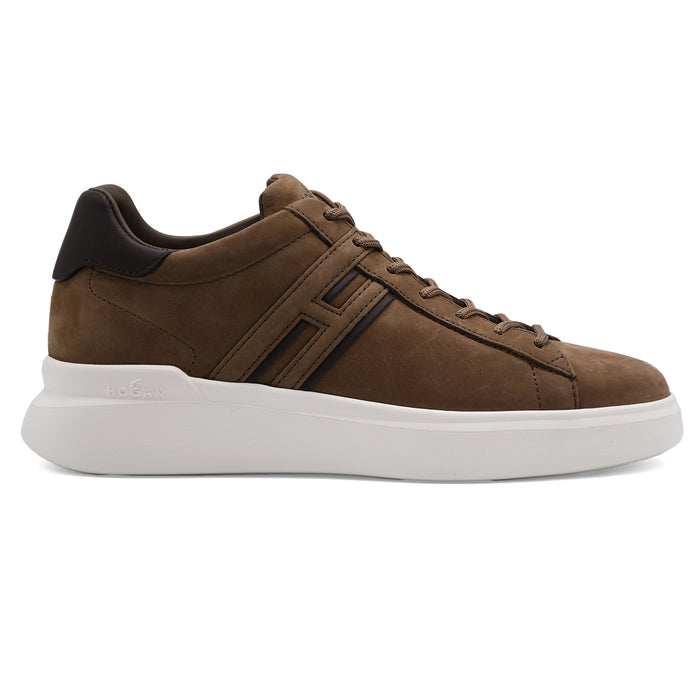 Sneakers Hogan H580 Nubuck Marrone Tortora Dalle Linee Morbide