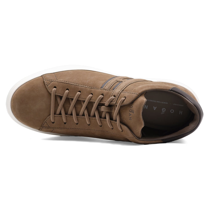 Sneakers Hogan H580 Nubuck Marrone Tortora Dalle Linee Morbide