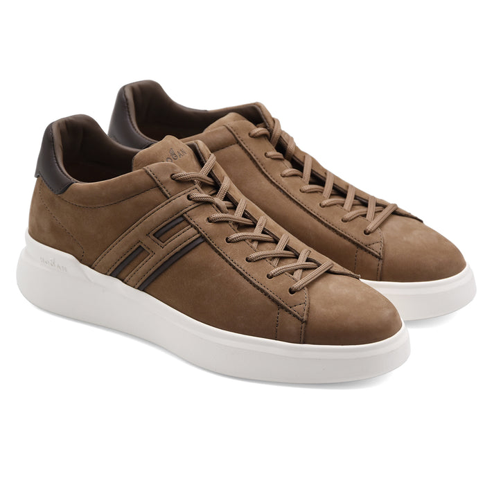 Sneakers Hogan H580 Nubuck Marrone Tortora Dalle Linee Morbide