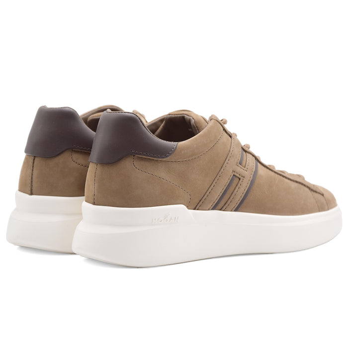 Sneakers Hogan H580 Nubuck Marrone Tortora Dalle Linee Morbide