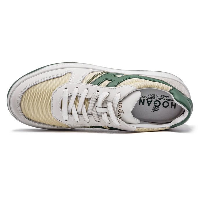 Hogan Sneakers H630 Bianco Verde Uomo Con Logo HGN86 In Rilievo