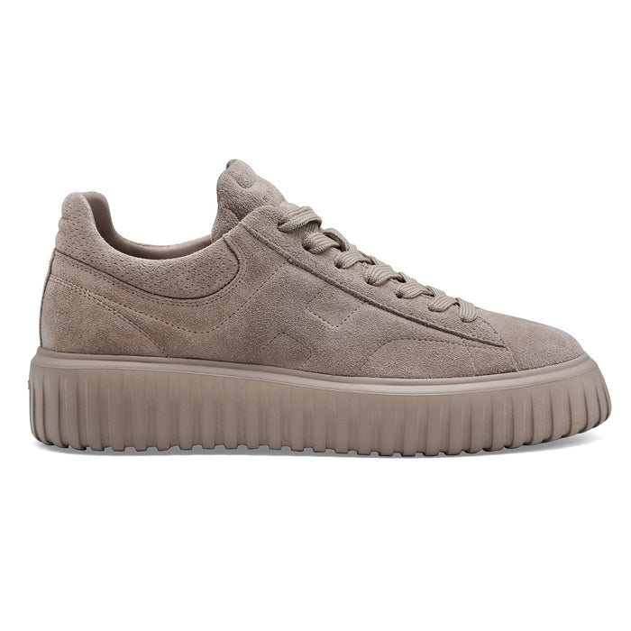 Hogan Men's H-Stripes Sneakers in Grey Soft Suede