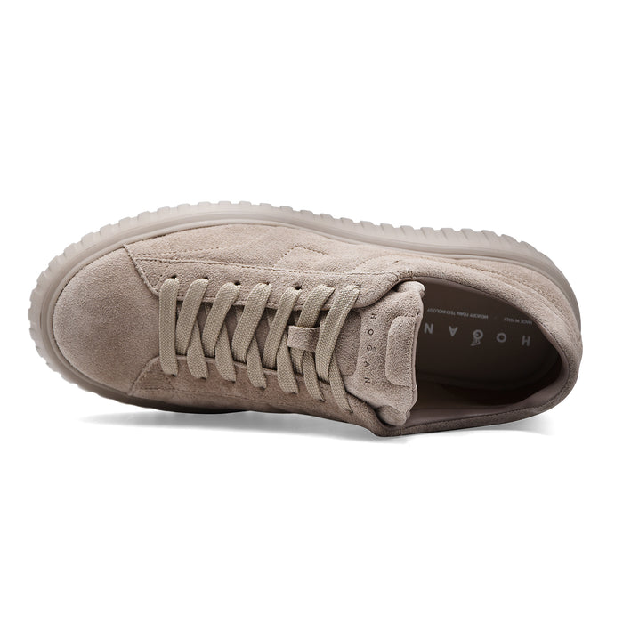 Hogan Men's H-Stripes Sneakers in Grey Soft Suede