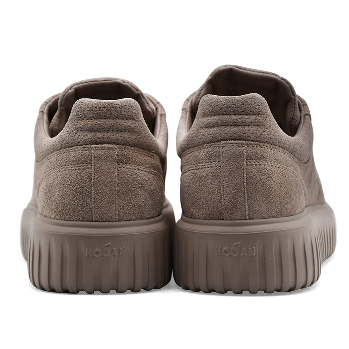Hogan Men's H-Stripes Sneakers in Grey Soft Suede