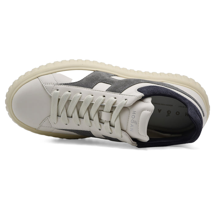 Sneakers Hogan Uomo H-Stripes Avorio Grigio Blu Stile Iconico